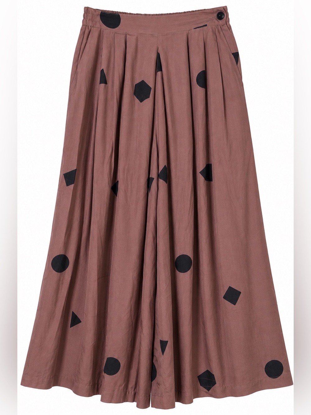 Seek Collective 100% Silk Wide Leg Pants Brown Black Geometric Artsy Boho M